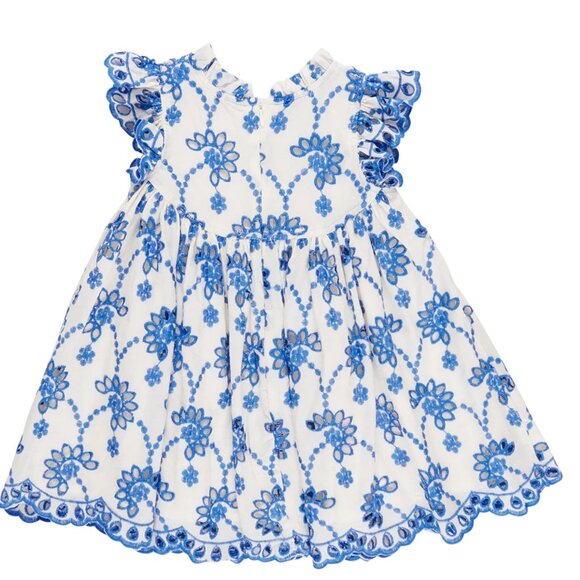 Pink Chicken- Girls Cynthia Dress in Blue Eyelet - Picture 2 of 4
